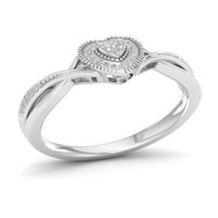 1 10CT TDW Diamond S Sterling Silver Heart Ring