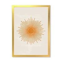 DesignArt 'Портокалово сонце печатење на Beige II' модерен врамен уметнички принт