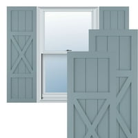 Ekena Millwork 15 W 59 H True Fit PVC Center X-Board Farmhouse Fixed Mount Sulters, мирно сино