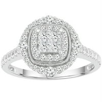 Засекогаш невеста 10К бело злато CTTW дијамантски невестински прстен, жени, возрасни