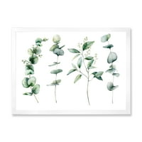DesignArt 'Зелени еукалиптус растителни гранки I' традиционално врамен уметнички принт