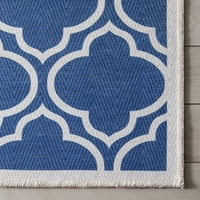 Добро ткаени аполо решетки модерни марокански темно сина слонова коска 2'3 3'11 Темница за подрачје за перење