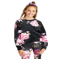 Justice Girls Velor Lace-Up Graphic Pullover Sweatshirt, големини 5- & Plus