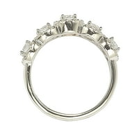 Стерлинг сребрена кубна цирконија со 5-камен-камен хало прстен