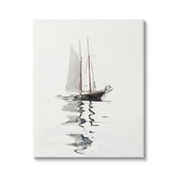 Студената индустрија Tranquil едриличарски брод Пловечки осамен океан рефлексија галерија за сликање завиткано платно печатено wallид уметност, дизајн со букви и наред