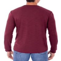 Машка маичка со долги ракави на Georgeорџ, мека двојна плетена маица Хенли, до големина 5xl