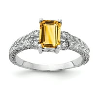 Примарно злато Карат бело злато 7x смарагд исечен цитрин и VS дијамантски прстен