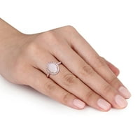 Miabellaенски жени 1- карат овален опал карат дијамант ореол 14kt розово злато коктел прстен