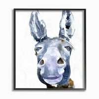 Sumn Industries магаре портрет сино кафеава акварелна слика за акварел, врамена wallидна уметност од ennенифер