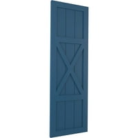 Ekena Millwork 18 W 34 H True Fit PVC Center X-Board Farmhouse Fixed Mount Sulters, Sojourn Blue