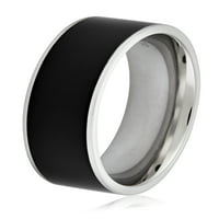 Крајбрежен накит со два тона не'рѓосувачки челик црна емајл прстен