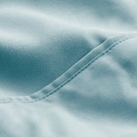 Голи домашен микрофибер 5-парчиња темно сино светло сино удобност, светло сино лист постави реверзибилен кревет