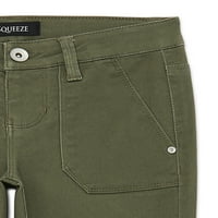 Стискајте ги девојките sateen панталони со комунални џебови, големини 7-12