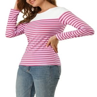 Единствени поволни цени за бојата на женските шарени плетени врвни врвни ракави маица