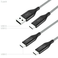 Автоматско возење USB-C до USB-C & USB-A, 6FT, кабли за полнење и синхронизација на податоци, плетенка, црна