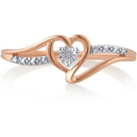 Ариста тркалезен дијамант акцент розово тон на женски срцев моден прстен во сребро