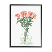 Stuple Industries Pink Rose Bouquet Glass Vase Mill Life Painting Black Rramed Art Print Wall Art, Design