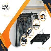 Hanger Central рециклирана црна тешка пластична панталона и здолниште на дното закачалки со пластични клипови