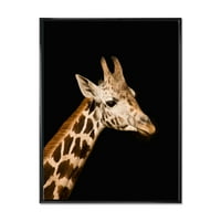 DesignArt 'Затвори портрет на жирафа на црната iv' фарма куќа врамена платно за печатење на wallидни уметности