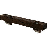 Ekena Millwork 6 H 10 D 60 W Pecky Cypress Fau Wood Camplace Mantel Kit со Ешфорд Корбелс, Премиум на возраст