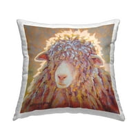 Stuple Industries Flucky овци Сончев портрет печатен дизајн за фрлање перници од Рита Киркман