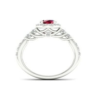 Империјал скапоцен камен Стерлинг сребрен круг создаден рубин и создаден прстен за ангажман на белиот сафир