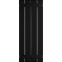 Ekena Millwork 23 W 76 H TRUE FIT PVC Четири табли распоредени од табла-n-batten ролетни, црна