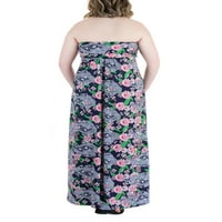 24 -тина облека за удобност, женски плус големина Paisley Print Rampless Maxi фустан