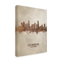 Трговска марка ликовна уметност 'Лос Анџелес Калифорнија' рѓа небото 'платно уметност од Мајкл Томпсет
