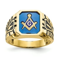 Примарно злато карат жолто злато сино акрилик масонски прстен