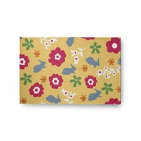 24 36 Едноставно Daisy цветна loveубов со Bunnies Традиционален килим на областа Ченил, дафодил жолто-сино