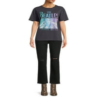 Време и време женски графички бенд на градиент на Beatly Beatles Tee со кратки ракави