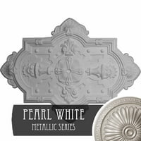 1 8 H 1 8 W 3 4 P Катедрален тавански медалјон, рачно насликан бисер бел