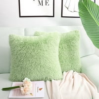 Уникатни поговори Фау Крзно бушаво декоративно фрлање перници покрива зелена нане 24 24