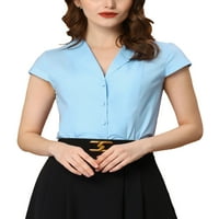 Единствени поволни цени за женска блуза со вратот со раб на ракав за ракав надолу со кошула надолу