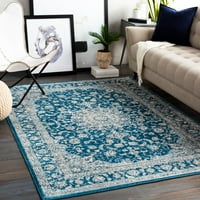 Уметнички ткајачи цветна традиционална област килим, небо сина боја