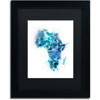 Трговска марка ликовна уметност Мапа на распрскувачи на боја на Африка Канвас уметност од Мајкл Томпсет, црна мат, црна рамка