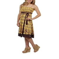 24 -тина облека за удобност ianана жолт фустан без ремен