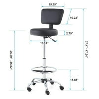 Студио прилагодлива PU кожа вртливата канцеларија стол со одвојлив потпирач за грб, црна