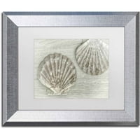 Трговска марка ликовна уметност „Две кралски лушпи од школки“ од Кора Ниле, Бела мат, сребрена рамка