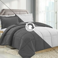 Клара Кларк Блиен кревет во торба - сет за постелнина + близнак реверзибилен утешител - сребрена сива боја