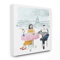 Слупел дома декор Париз кафе кафе, розово сино акварел сликарство платно wallидна уметност од Грејс Поп