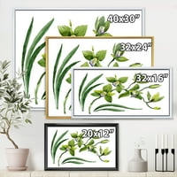 Зелени орхидеи цвеќиња на бело врамено сликарско платно уметничко печатење