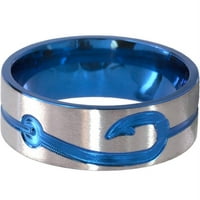 Рамен титаниумски прстен со мелен рибнок анодизиран во сина боја