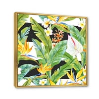 DesignArt 'Yellowолти цвеќиња и тропско зеленило iv' модерна врамена платна wallидна уметност печатење