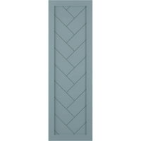 Ekena Millwork 15 W 33 H TRUE FIT PVC SINGE PALLEY HERRINGBONE модерен стил фиксни ролетни за монтирање, мирна