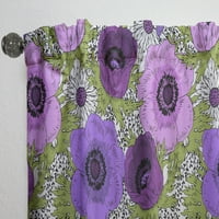 DesignArt 'Виолетова фантастична цвеќиња ретро шема' модерен панел за завеси од средниот век