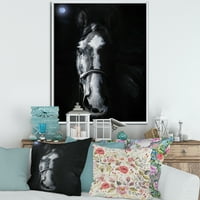 Дизајнрт „Портрет на коњски зјапајќи злобна“ фарма куќа врамена платно wallидна уметност печатење
