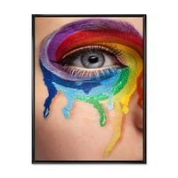 Затвори око со разнобоен плач во тркало Рамка за сликање на платно уметничко печатење