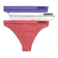 Hanes Originals Women's Leansled Rib Hi-Rise Cheeky Долна облека, 3-пакет